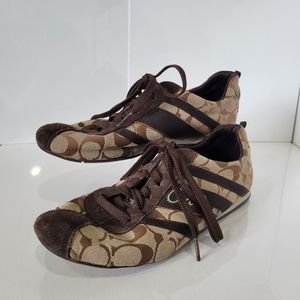 Coach Henrietta Vintage 2000s Y2K Brown Leather Lace Up Tennis Shoes Size 7.5